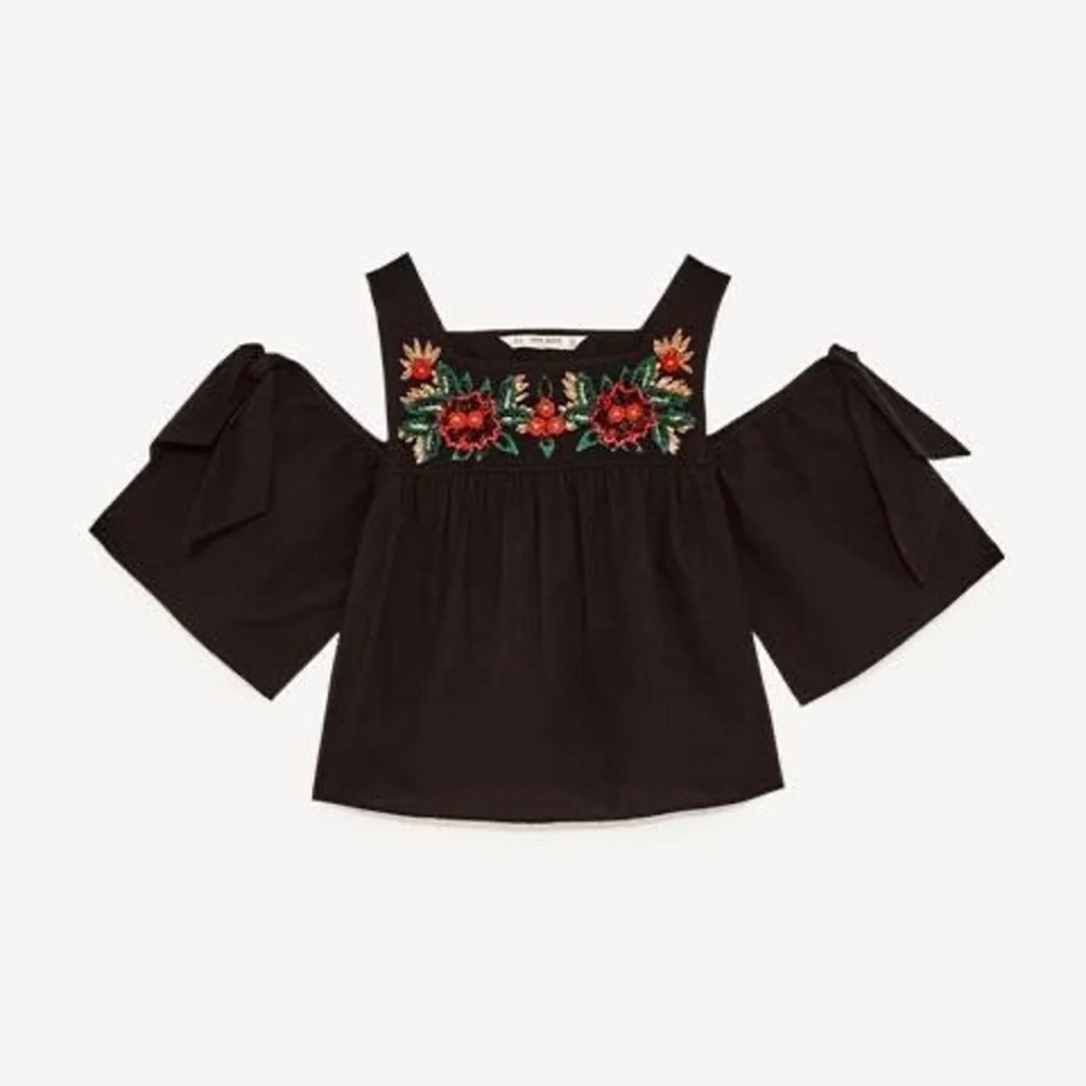 Zara embroidered off the shoulder top size med